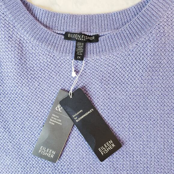NWT EILEEN FISHER Woman 2X Basketweave Knit Sweater 100% Merino Wool *Flaws* - Picture 2 of 10